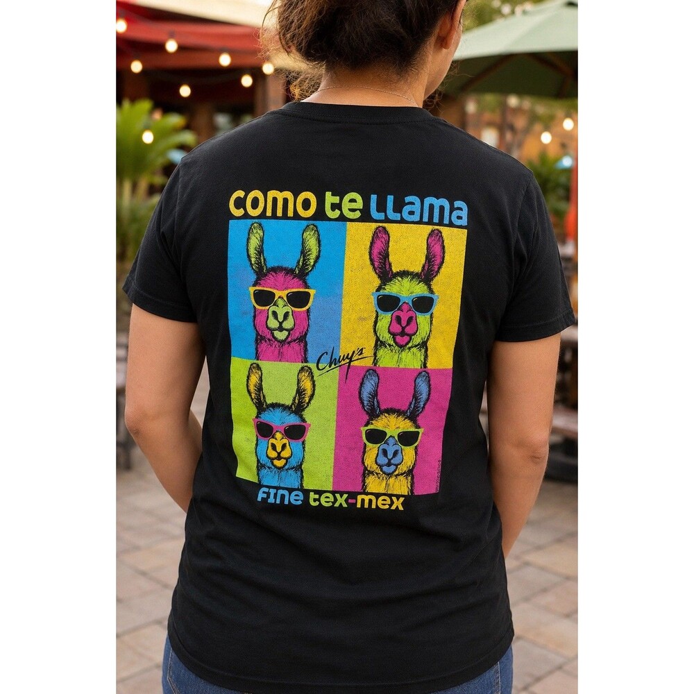 Chuy’s Fine Tex-Mex Como Te Llama Llama Graphic T-Shirt Black Unisex Medium
